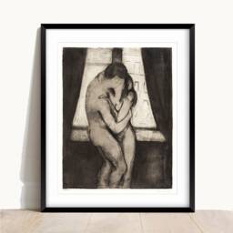 Edvard Munch The Kiss Print Vintage Lithograph Wall Art - thumbnail 2