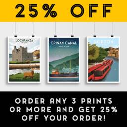 Crinan Canal Travel Poster With Puffer Steamboat - Argyll & Bute A3, A2, A1 Sizes - thumbnail 2