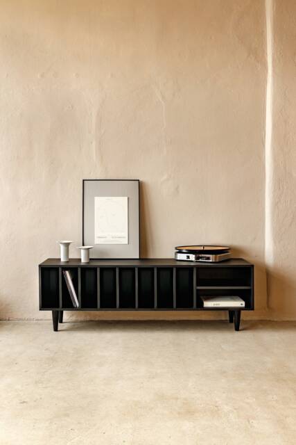 Vinyl Record Cabinet Black Silene, Black Oak, Records Storage. Scandinavian & Loft Style. Hand-Made - image 1