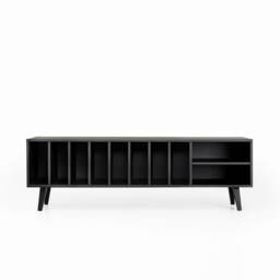 Vinyl Record Cabinet Black Silene, Black Oak, Records Storage. Scandinavian & Loft Style. Hand-Made - thumbnail 2