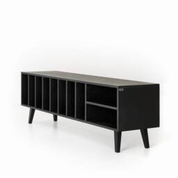 Vinyl Record Cabinet Black Silene, Black Oak, Records Storage. Scandinavian & Loft Style. Hand-Made - thumbnail 3