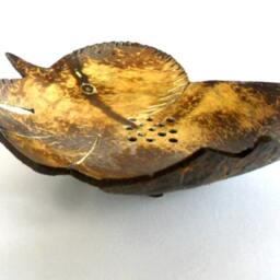 "Natural Coconut Shell Soap Dish Art Hand Carved Elephant Shape Handmade Wooden Carving Home Decor/Zen Gift 5""x4.5""x1.75" - thumbnail 2