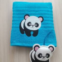 "Blue Large Terry Towel With Embroidery ""Panda" - thumbnail 2