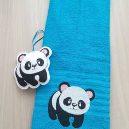 "Blue Large Terry Towel With Embroidery ""Panda" - thumbnail 3