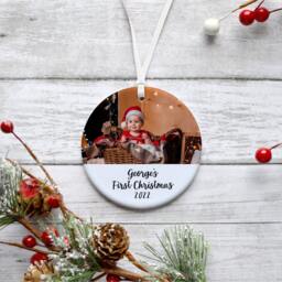 My First Christmas Ornament, Personalised Baby Bauble, Custom Photo Bauble - thumbnail 2