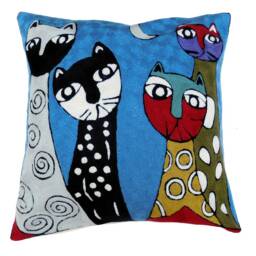 Zaida Cats Blue Cushion Pillow 18 - thumbnail 1