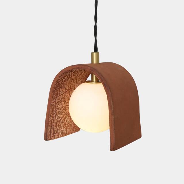 Tansy Minimalist Organic Ceramic Pendant, Red Iron - image 1