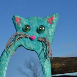 Blue Cat Mirror, Decorative Wall Mirror, Unique Cat Ideal Gift For Any Lover, Home Or Office Decoration, Cat Furniture - thumbnail 2
