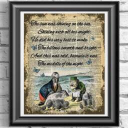 Alice in Wonderland Book Page Print, The Walrus & The Carpenter Print, Wonderland Poster Wall Decor, Dictionary - thumbnail 1