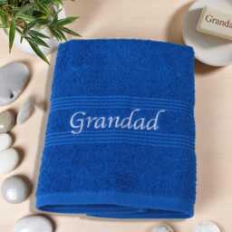 Personalised Royal Blue Hand Towel & Matching Face Cloth Flannel - Custom Embroidered For You Or As A Gift Friend - thumbnail 2