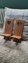 Pair Of Solid Oak Rustic Handmade Sconces With Heart Cut Out Detail - thumbnail 1