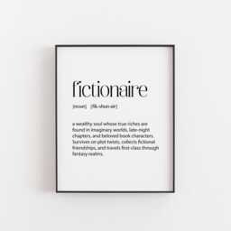 Fictionaire Definition Print - For Literary Treasure Hunters & Fantasy Book Hoarders, A Gift For Dragons & Daydreamers Library Deco - thumbnail 1