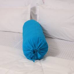 Quilted Blue Pillowcase Long Round Cylindrical Cushion Cover For Yoga , Leg Rest , Meditation Or For Massage Cotton Solid 10 - thumbnail 2