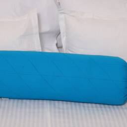 Quilted Blue Pillowcase Long Round Cylindrical Cushion Cover For Yoga , Leg Rest , Meditation Or For Massage Cotton Solid 10 - thumbnail 3