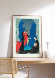 Romantic Couple Poster, Giclee Print, Vintage French Wall Art, G Barbier Art Deco, Mythical Canvas, Empedocles & Panthea Mid Century Decor - thumbnail 1