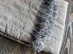 Washed Linen Striped Blanket, Softened Blue Beige Throw, Beach Wrap, Cover - thumbnail 1