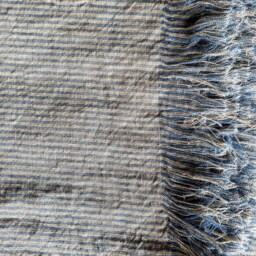 Washed Linen Striped Blanket, Softened Blue Beige Throw, Beach Wrap, Cover - thumbnail 4
