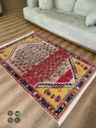 Tribal Geometric Chenille Rug Colorful Washable Carpet - thumbnail 1