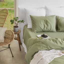 Sage Green Linen Cotton Pillowcase - Breathable Cooling Sleep Pillow Cover Stonewashed Envelope Closure Oeko-Tex Bedding - thumbnail 2