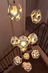 Architectural Ceramic Chandelier, Modern Dodecahedron Cage Design, Plug in/Hardwired - Naaya Dodeca - thumbnail 2