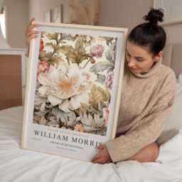 William Morris Print, Art, Exhibition Poster, Botanical Gifts, Peony Decor, Wall Neutral - thumbnail 2
