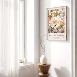 William Morris Print, Art, Exhibition Poster, Botanical Gifts, Peony Decor, Wall Neutral - thumbnail 3