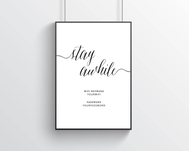 Instant Download Printable Guest Room Wifi Welcome To Our Home Password Sign Stay Awhile Decor Wall Art Templett - image 1