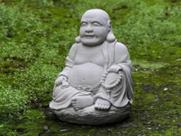 Large Laughing Buddha Statue Stone Garden Decor Zen Outdoor Sculpture Meditation Gift Lucky Figurine Feng Shui Decor - thumbnail 1