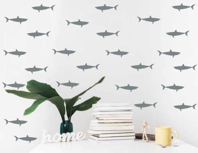 Shark Wall Decal, Shark Decals, Ocean Fish Nature Baby Room Living Window Decal - image 1