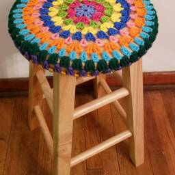 Granny Circle Crochet Stool Cover - thumbnail 3