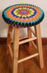 Granny Circle Crochet Stool Cover