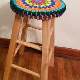 Granny Circle Crochet Stool Cover - thumbnail 2