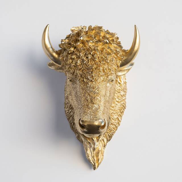 Faux Taxidermy Buffalo Bison Head - Wall Decor Gold Bih08 - image 1