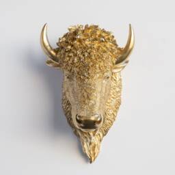 Faux Taxidermy Buffalo Bison Head - Wall Decor Gold Bih08 - thumbnail 1