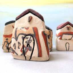 Handmade Ceramic House, Rustic Miniature Home Decor, Desert Inspiration - thumbnail 4