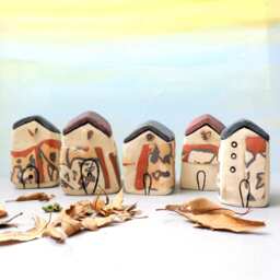 Handmade Ceramic House, Rustic Miniature Home Decor, Desert Inspiration - thumbnail 1