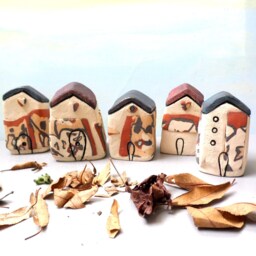 Handmade Ceramic House, Rustic Miniature Home Decor, Desert Inspiration - thumbnail 2