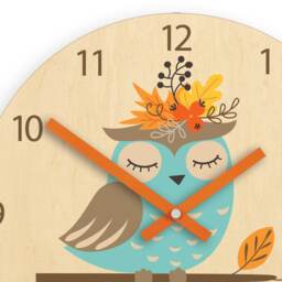 Kids Wall Clock - Owl With Personalizen Name, Wood Clock, Childrens Wall Clock Boys Girls - thumbnail 2