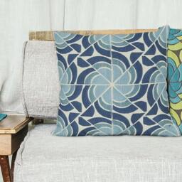 Knoll Biscayne Pillow Cover Blue Green Flower Fabric - thumbnail 4