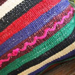 40cm - 16Inch Boho Kilim Cushion Cover Handwoven - Vibrant Colours Orange Green Blue - thumbnail 3