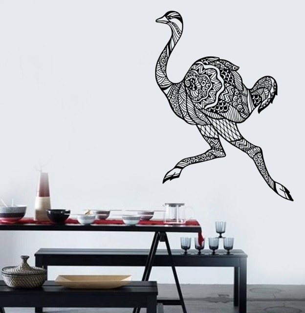 Wall Art Mural Of Funny Animal Running Ostrich Decor For Kids Room - #2655Dn - image 1