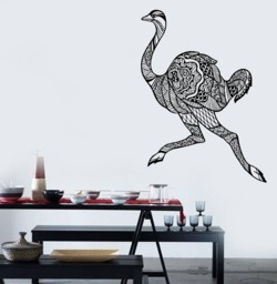 Wall Art Mural Of Funny Animal Running Ostrich Decor For Kids Room - #2655Dn - thumbnail 1