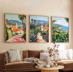 Set Of 3 Santa Barbara Posters, California Travel Prints, Coastal Wall Art Sets, Beach Scene Usa Cityscape Home Decor - thumbnail 1