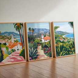 Set Of 3 Santa Barbara Posters, California Travel Prints, Coastal Wall Art Sets, Beach Scene Usa Cityscape Home Decor - thumbnail 2