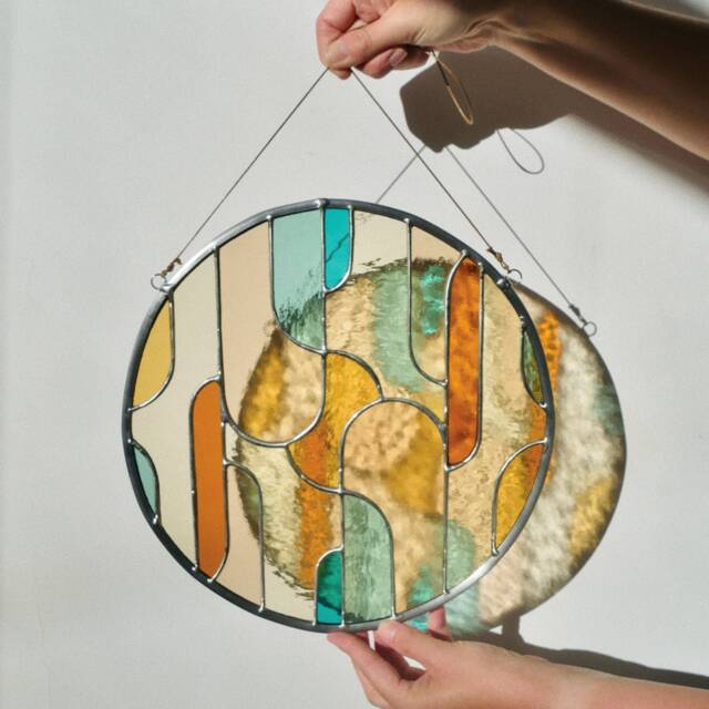 Retro Stained Glass Window Hangings ??11 Inch, Modern Suncatcher, Wall Hanging - image 1