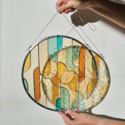 Retro Stained Glass Window Hangings ??11 Inch, Modern Suncatcher, Wall Hanging - thumbnail 1