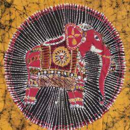 Decorated Indian Elephant Tamil Batik Painting Wall Hanging Cotton Tapestry 24 - thumbnail 2