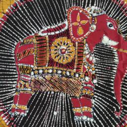 Decorated Indian Elephant Tamil Batik Painting Wall Hanging Cotton Tapestry 24 - thumbnail 3