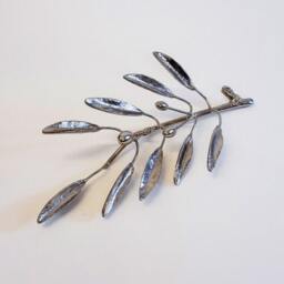 Silver Plated Bronze Olive Branch Sculpture, Greek Art - thumbnail 2