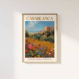 Casablanca Morocco Flower Market Print Colorful Floral Meadow Art - thumbnail 1